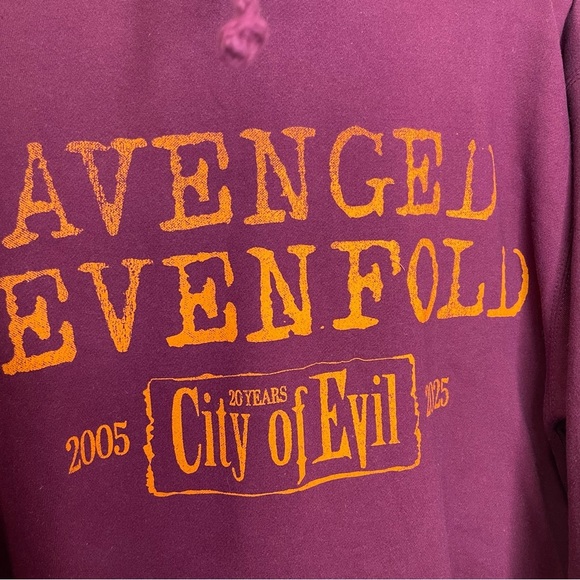 A7X City of Evil Maroon Heavyweight Hooded Pullover (COE 20th Anniversary) Sz L - Picture 3 of 5